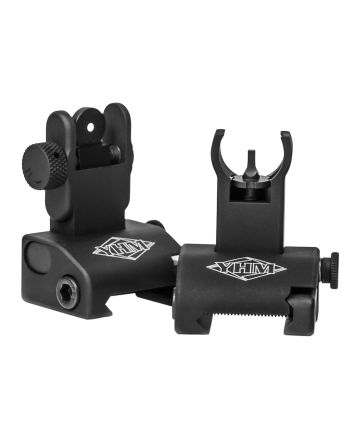 Yankee Hill 5040H Q.D.S. Sight SetBlack Hardcoat Anodized Foldingwith Hooded Stem for AR-Platform