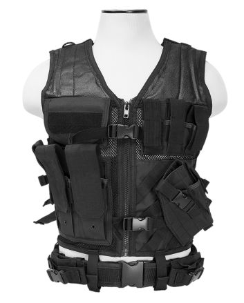 NcStar CTVL2916B TacticalVest XL-XXL Black PVC/Mesh Webbing