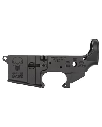 Spikes STLS015 Punisher Stripped Lower Receiver Multi-Caliber 7075-T6 Aluminum Black Anodized for AR-15