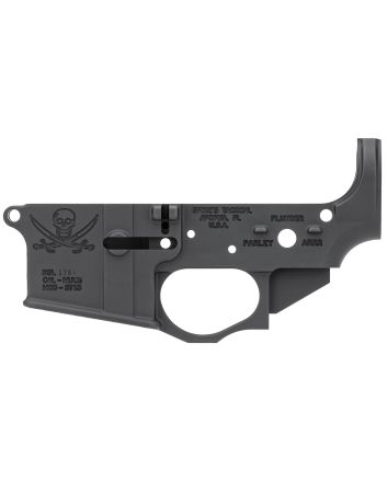 Spikes STLS016 Calico Jack Stripped Lower Receiver Multi-Caliber 7075-T6 Aluminum Black Anodized for AR-15
