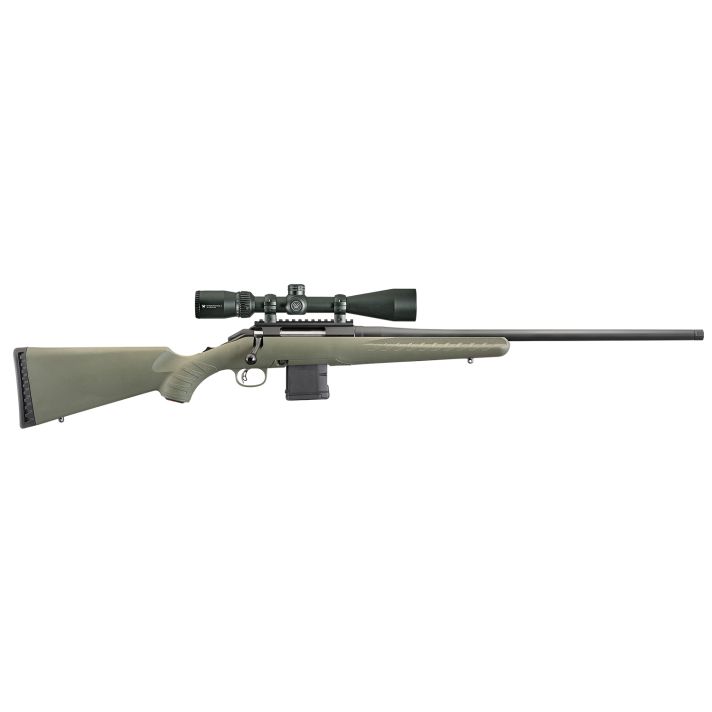 Ruger 26953 American Predator Full Size 6.5 Creedmoor 3+1 22" Matte Black Threaded Barrel, Matte Black Picatinny Rail Steel Receiver, Moss Green Fixed Synthetic Stock, Vortex Crossfire II 4-12x44mm