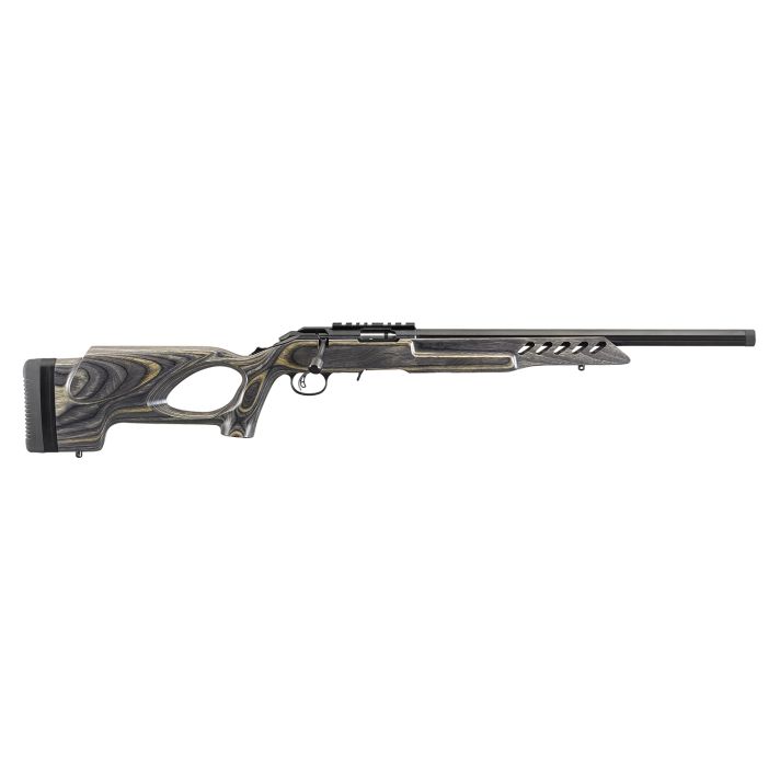Ruger 8360 American Rimfire Target Full Size 22 LR 10+1 18" Satin Blued Threaded Bull Barrel, Drilled & Tapped Satin Blued Steel Receiver, Thumbhole Black Wood Stock, Right Hand