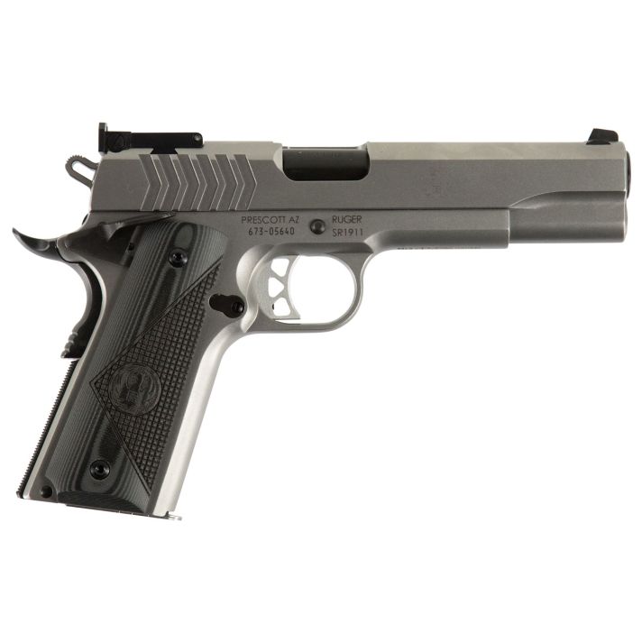 Ruger 6759 SR1911 Target 9mm Luger 9+1 5" Black Steel Barrel, Low-Glare Stainless Steel Serrated Slide, Low-Glare Stainless Steel Frame w/Beavertail, Deluxe Checkered G10 Grip, Right Hand