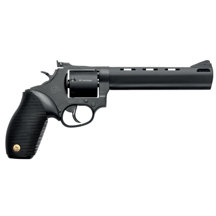Taurus 2-692061 6929mm Luger, 38 Special +P or 357 Mag Caliber with 6.50" Vent Rib Barrel, 7rd Capacity Cylinder, Overall Matte Black Finish Steel & Black Ribber Grip Includes 2 Cylinders