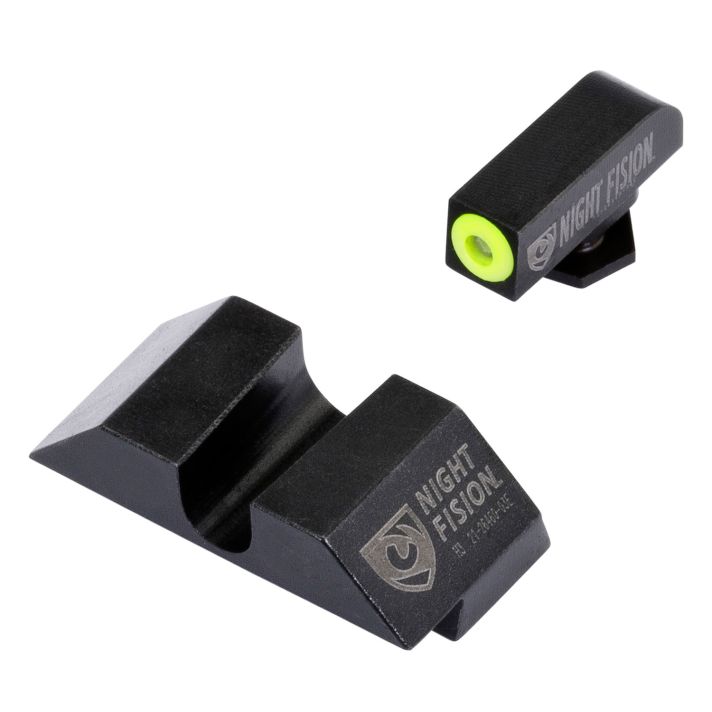 Night Fision GLK001014YGZ Tritium Night Sights For GlockGreen Tritium Yellow Outline Front Sight- Black/Blank Rear Sight Glock 17/17L/19/22