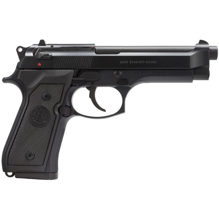 Beretta USA J92M9A0CA M9 *CA Compliant Full Size Frame 9mm Luger 10+1, 4.90" Steel Barrel, Black Bruniton Serrated Steel Slide & Aluminum Frame w/Beavertail, Ambidextrous