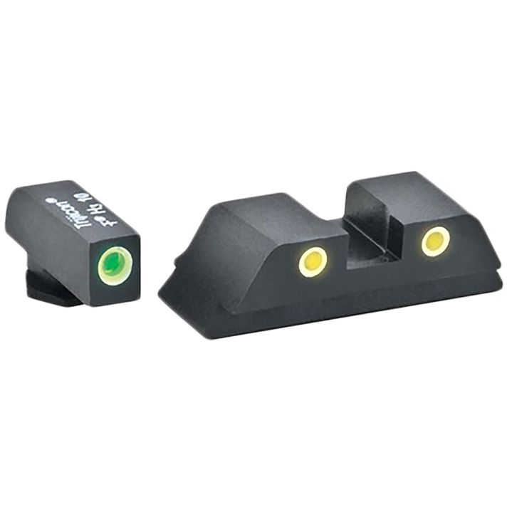AmeriGlo GL5115 Classic Tritium Sight Set for GlockGreen Tritium White Outline Front Sight-Yellow Tritium White Outline Rear Sight