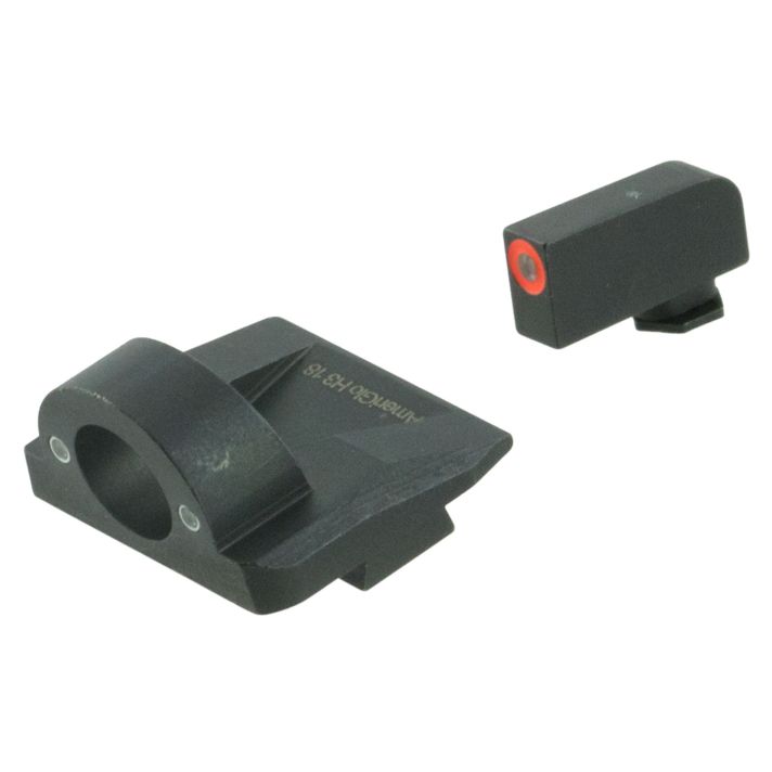 AmeriGlo GL5225 Ghost Ring Sight Set for GlockGreen Tritium Orange Outline Front Sight-Green Tritium Rear Sight