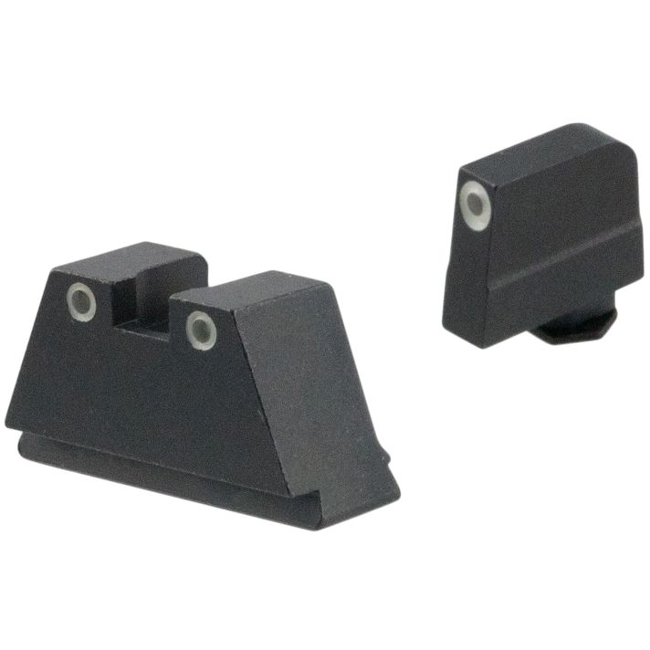 AmeriGlo GL349 Optic Compatible Sight Set for Glock3XL Tall Green Tritium White Outline Front Sight-Green Tritium White Outline Rear Sight