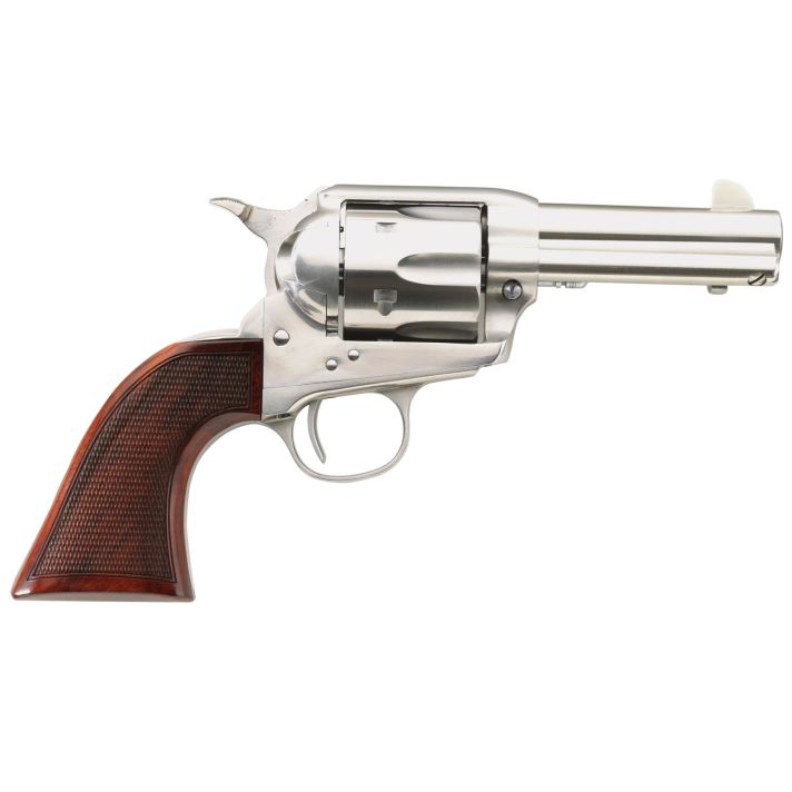 Taylors & Company 550818 Runnin Iron45 Colt (LC) Caliber with 3.50"Barrel, 6rd Capacity Cylinder, Overall Stainless Steel Finish & Checkered Walnut Grip