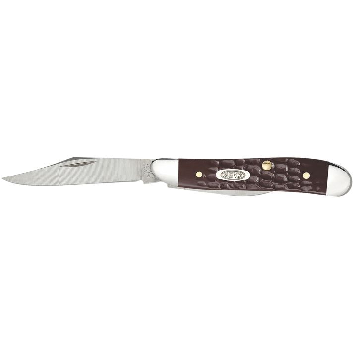 Case 00046 Peanut2.10"/1.53" Folding Clip/Pen Plain As-Ground Tru-Sharp SS Blade/Brown Jigged Synthetic Handle
