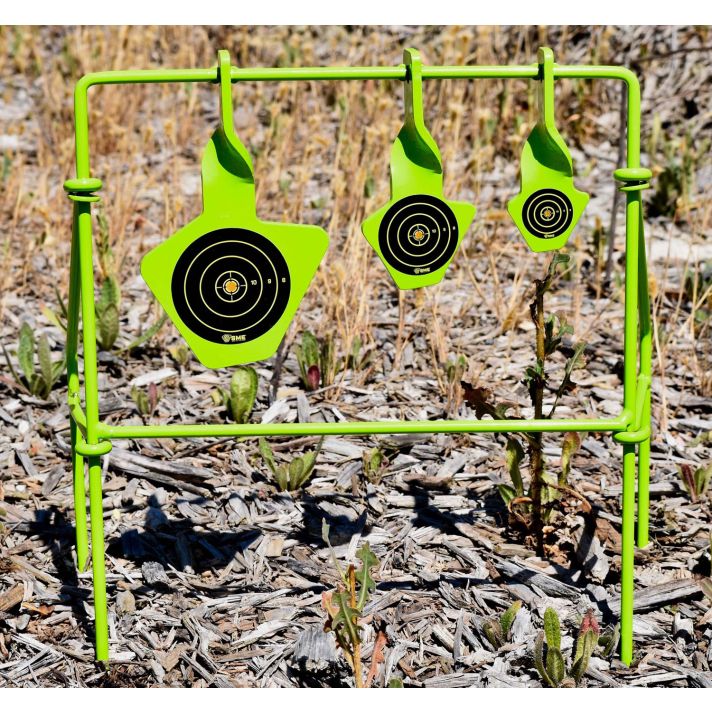 SME SMEST22FLD Spinning TargetHandgun Steel Black/Green Bullseye Illustration Impact Enhancement Motion