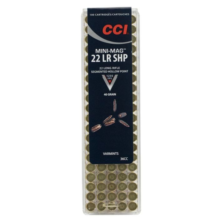 CCI 36CC Mini-Mag High Velocity 22LR 40gr Segmented Hollow Point 100 Per Box/50 Case