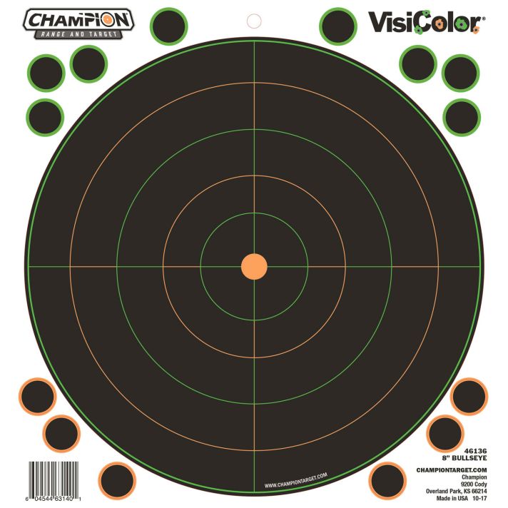 Champion Targets 46136 VisiColorSelf-Adhesive Paper Black/White 8" Bullseye 5 Pack