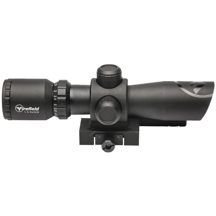 Firefield FF13063 Barrage w/Green Laser Matte Black 1.5-5x32mm Illuminated Red/Green Mil-Dot Reticle/Green Laser