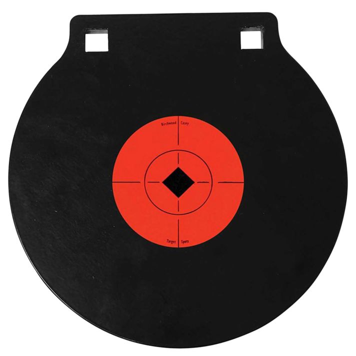 Birchwood Casey 47615 World of Targets Double Hole 10" Pistol/Rifle Black/Orange AR500 Steel Circle w/Crosshair & Diamond 0.38" Thick Hanging