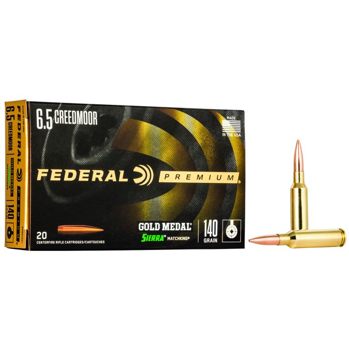 Federal GM65CRD1 Premium Gold Medal 6.5Creedmoor 140gr Sierra MatchKing BTHP 20 Per Box/10 Case