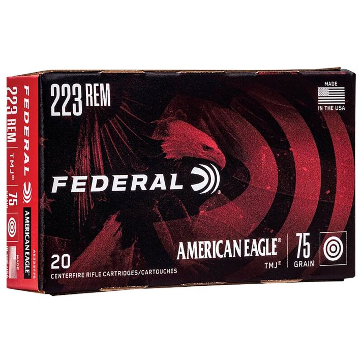 Federal AE223T75 American Eagle Rifle 223Rem 75gr Total Metal Jacket 20 Per Box/25 Case
