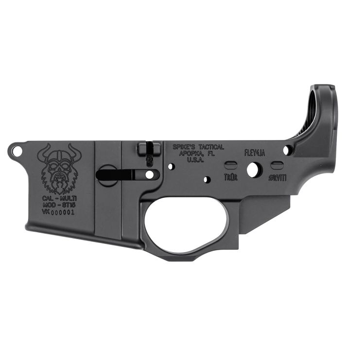 Spikes STLS031 Viking Stripped Lower Receiver Multi-Caliber 7075-T6 Aluminum Black Anodized for AR-15