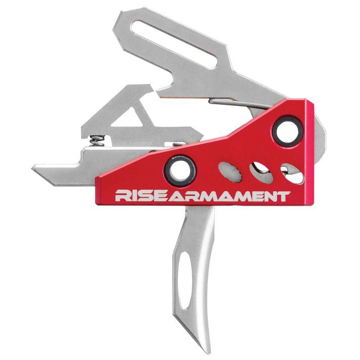 Rise Armament RA535APT RA-535 High Performance Single-Stage Straight Trigger with 3.50 lbs Draw Weight & Silver/Red Hardcoat Anodized Finish for AR-Platform