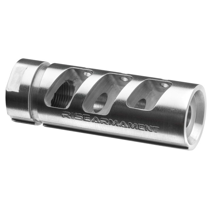 Rise Armament RA701308SLVR RA-701Silver Stainless Steel with 5/8"-24 tpi Threads & 2.50" OAL 1.35" Diameter for 7.62x51mm NATO AR-Platform
