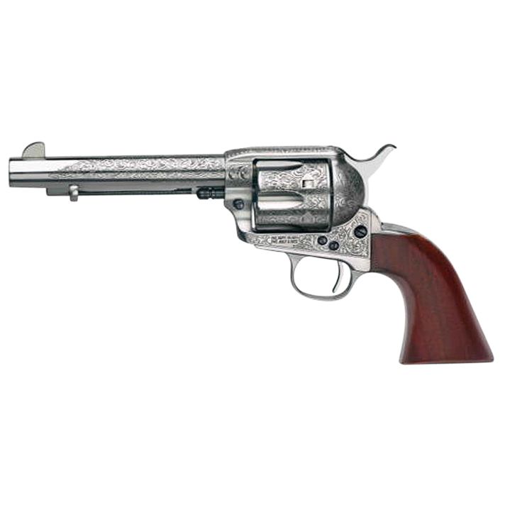 Taylors & Company 550927 1873 Cattleman 45 Colt (LC) Caliber with 5.50" Barrel, 6rd Capacity Cylinder, Overall White Floral Engraved Finish Steel & Walnut Grip