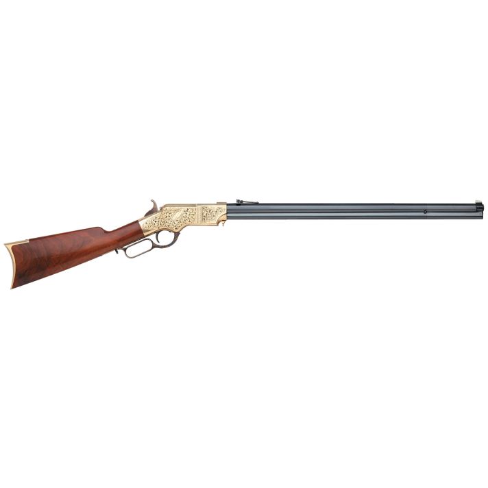 Taylors & Company 550295 1860 Brass Engraved 45 Colt (LC) 13+1 24.25" Blued Octagon Barrel, Brass Engraved/ Brass Receiver, Walnut/ Wood Stock, Right Hand
