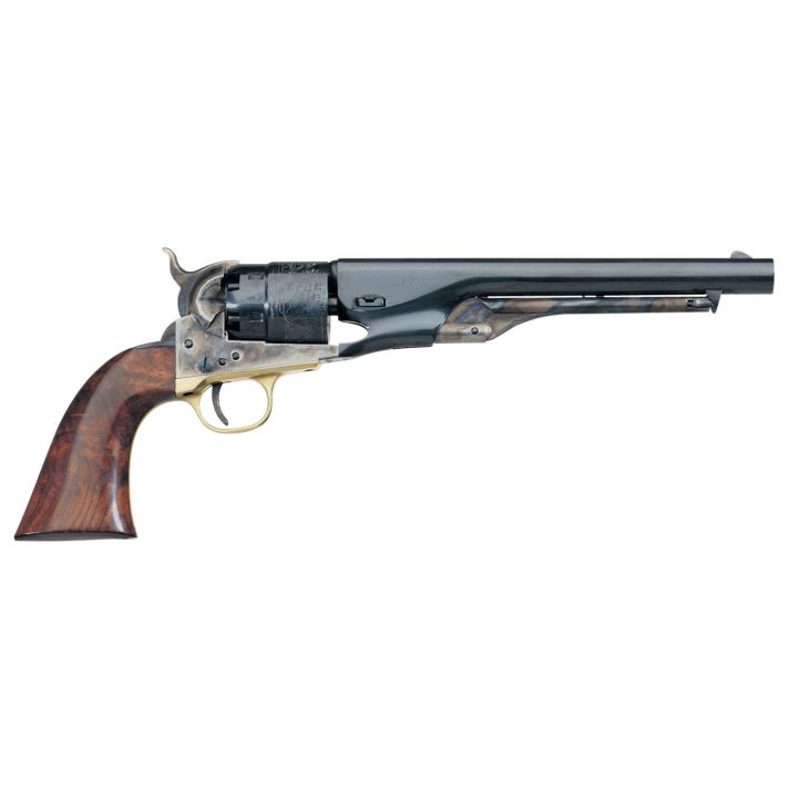 Taylors and Company 550797 1860 Army Steel Break Open 44 Cal Striker Fire 8" 6rd Color Case Hardened Frame Blued Barrel & Cylinder Walnut Grip