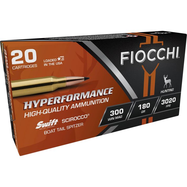 Fiocchi 300WMSCA Hyperformance300WinMag 180gr Swift Scirocco II Boat Tail Spitzer 20 Per Box/10 Case