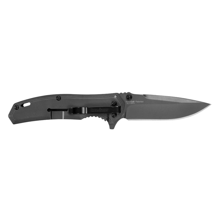 Kershaw 8310 Fringe3" Folding Drop Point Plain Gray TiN 8Cr13MoV SS Blade Black/Gray Carbon Fiber/SS Handle Includes Pocket Clip