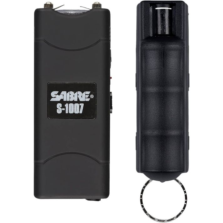 Sabre S7BHCBK Multi-Range Protection Pack Black Plastic 1.6 uC Pain Rating Includes Pepper Spray/Stun Gun w/Flashlight