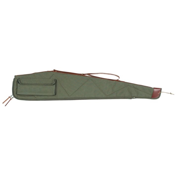 Bob Allen 14536 Canvas Rifle Case 40" Green Canvas w/ Quilted Flannel Lining Leather Sling & Self-Repairing Nylon Zipper