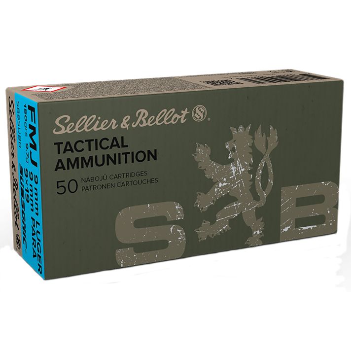 Sellier & Bellot SB9SUBB Handgun Target 9mmLuger Subsonic 150gr Full Metal Jacket 50 Per Box/20 Case