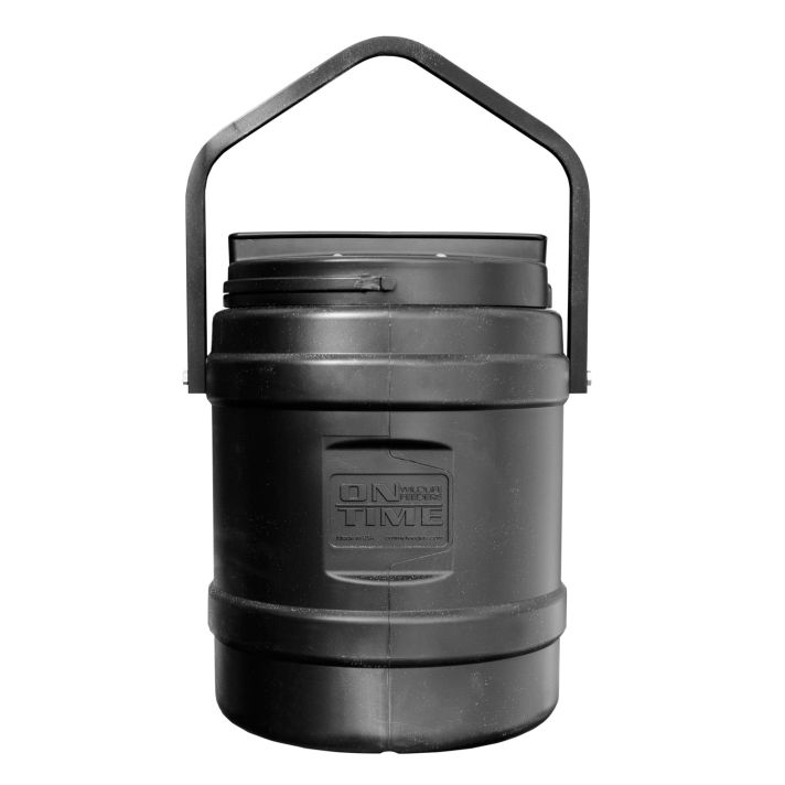 On Time 73000 Rice Bran Feeder 10 Gallon Capacity, Hanging Bracket, 1-6 Feeding Times with 1-30 Duration