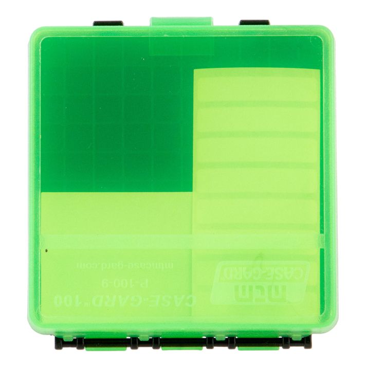 MTM Case-Gard P100916T Case-Gard P-100 Multi-Caliber Handgun Clear Green Polypropylene 100rd