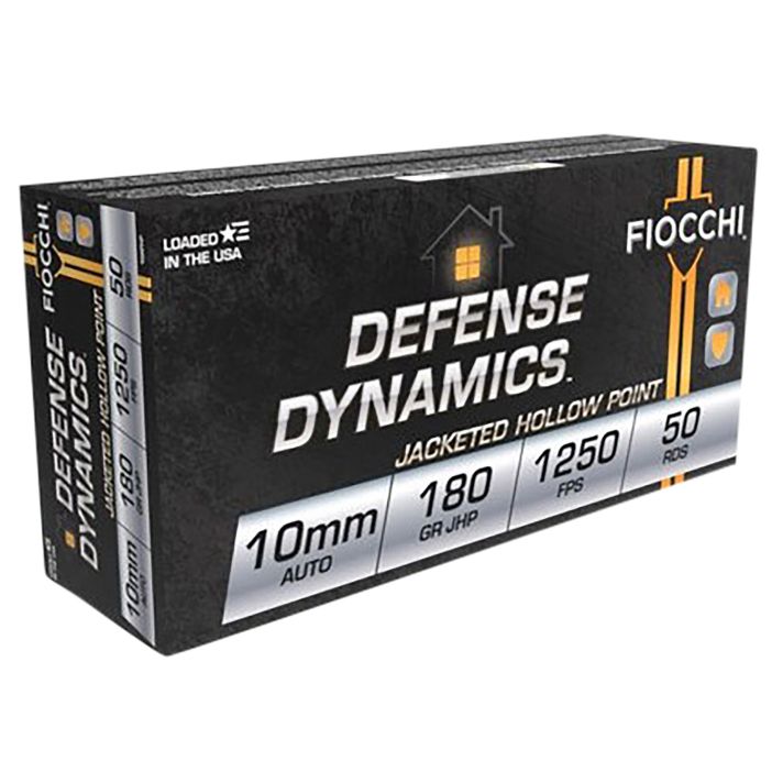 Fiocchi 10APHP Defense Dynamics10mmAuto 180gr Jacketed Hollow Point 50 Per Box/10 Case