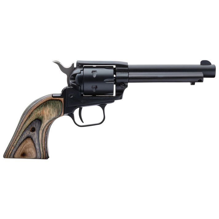 Heritage Mfg RR22CH4 Rough Rider22 LR 6 Shot, 4.75" Black Oxide Steel Barrel, Simulated Case Hardened Zinc Alloy Frame, Black Oxide Cylinder, Camo Laminate Grip, Manual Safety, Exposed Hammer