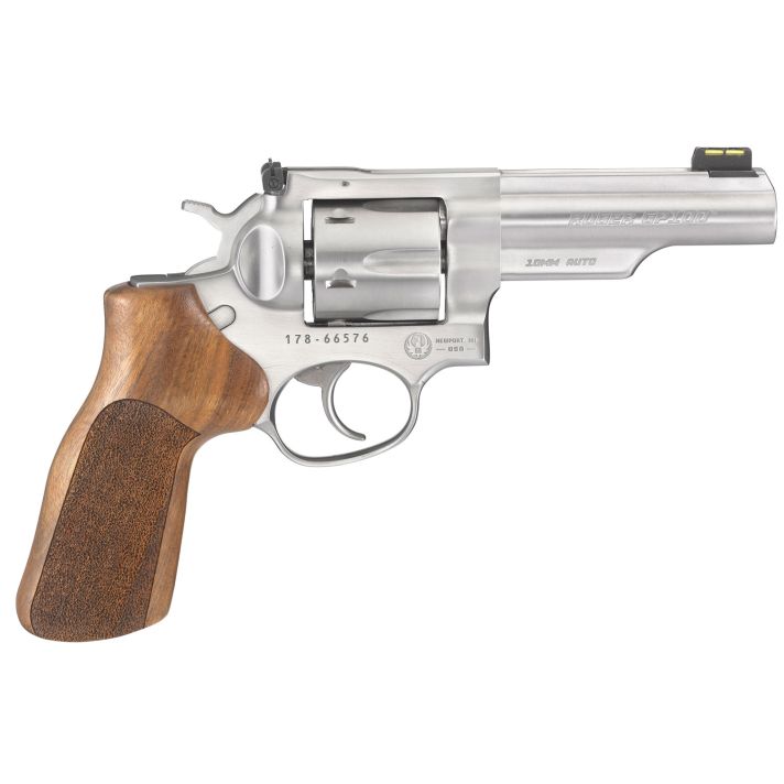 Ruger 1775 GP100 Match Champion 10mm Auto 6rd 4.20" Satin Stainless Half-Lug Barrel, Cylinder & Frame, Hogue Stippled Hardwood Grip, Transfer Bar Safety