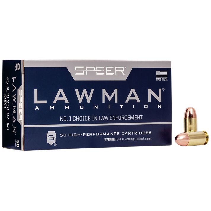 Speer 53653 Lawman45ACP 230gr Total Metal Jacket Flat Nose 50 Per Box/20 Case