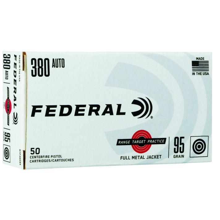 Federal RTP38095 Range & Target380ACP 95gr Full Metal Jacket 50 Per Box/20 Case