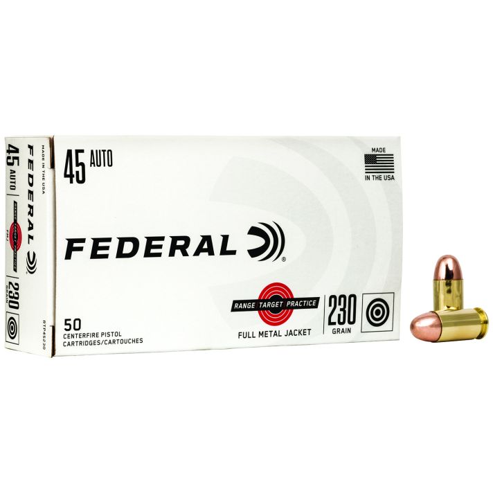 Federal RTP45230 Range & Target45ACP 230gr Full Metal Jacket 50 Per Box/20 Case