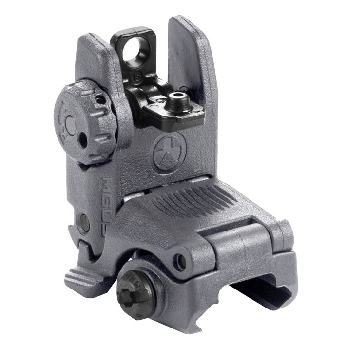 Magpul MAG248-GRY MBUS Sight RearStealth Gray Polymer, Spring-Loaded Flip Up for AR-15/ M16