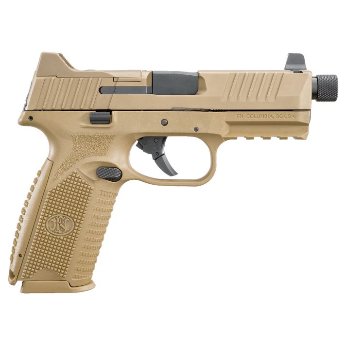 FN 66100383 509T9mm Luger 10+1 4.50" Black Steel Threaded Barrel, Flat Dark Earth Optic Cut/Serrated Stainless Steel Slide, Flat Dark Earth Polymer Frame w/Picatinny Rail