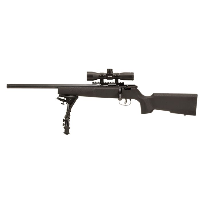 Savage Arms 13836 Rascal Target XP Youth 22 LR 1rd 16.12" Barrel, Matte Blued Metal Finish, Matte Black Synthetic Stock, Includes 4x32mm Scope & Bipod, Left Hand