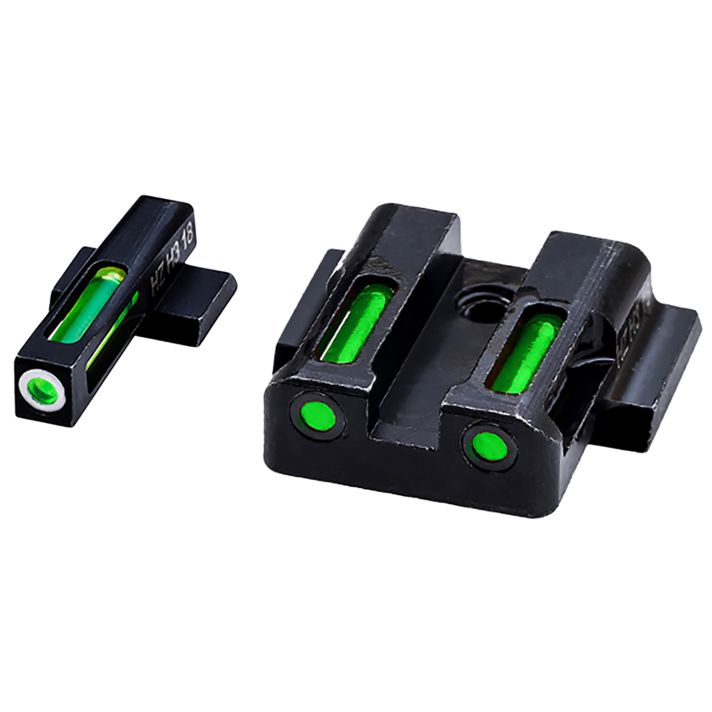 HiViz MPSN321 LiteWave H3 Sight Set for S&W Shield Green Tritium White Outline Front Sight-Green Fiber Optic Rear Sight