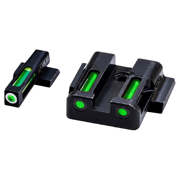 HiViz MPN321 LiteWave H3 Sight Set for S&W M&P Green Tritium White Outline Front Sight-Green Fiber Optic Rear Sight