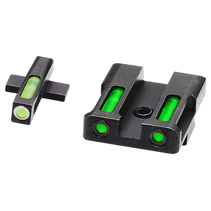 HiViz XDN321 LiteWave H3 Sight Set for Springfield XD Green Tritium White Outline Front Sight-Green Fiber Optic Rear Sight