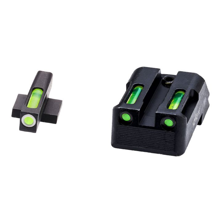 HiViz KBN321 LiteWave H3 Sight Set for Kimber 1911 Green Tritium White Outline Front Sight-Green Fiber Optic Rear Sight