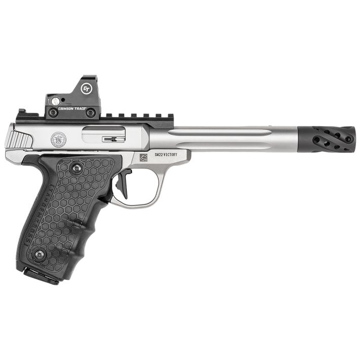 Smith & Wesson 12079 Performance Center Victory Target 22 LR 6" MB 10+1 Stainless Steel Tandemkross Black HiveGrip with Integrated Target Thumb Rest Grip Red Dot