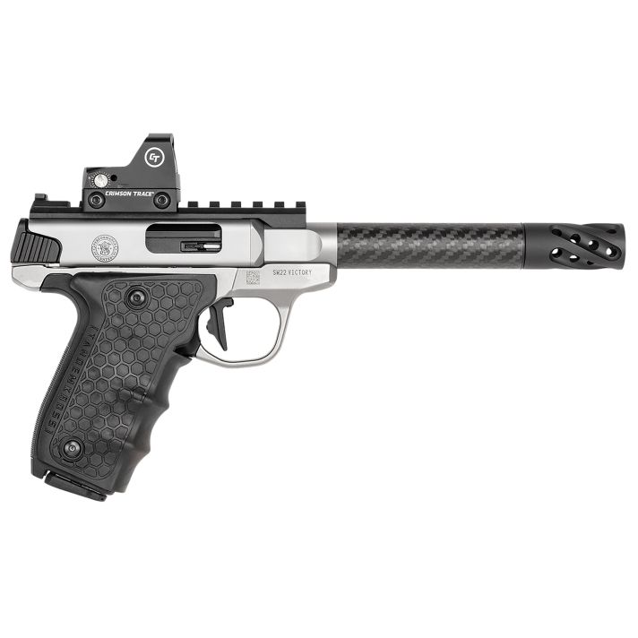 Smith & Wesson 12081 Performance Center Victory Target 22 LR 6" CF MB 10+1 Stainless Steel Tandemkross Black HiveGrip with Integrated Target Thumb Rest Grip Red Dot